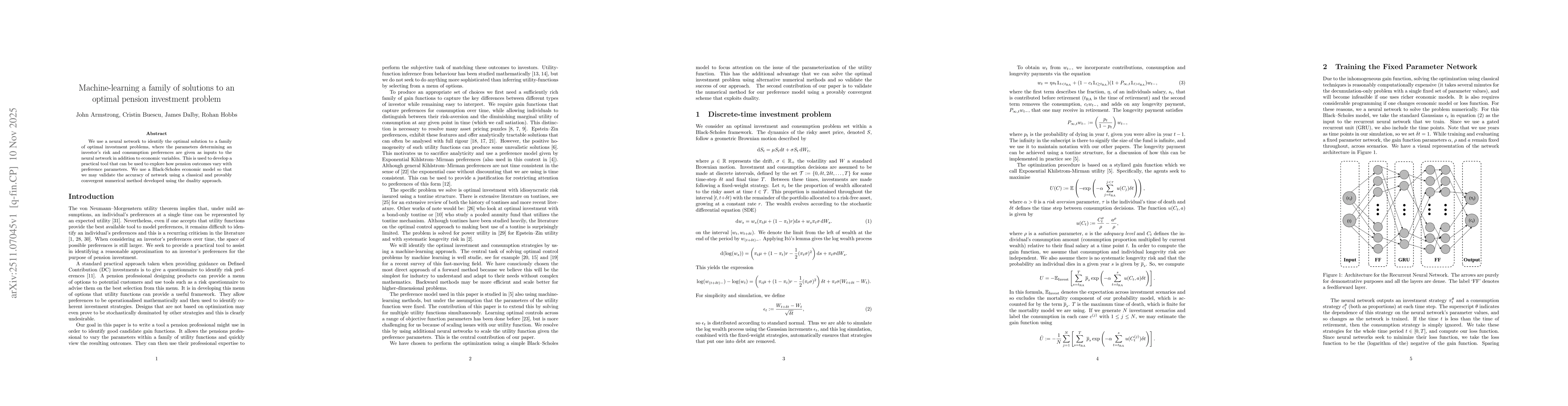 Thumbnail for Machine-learning a family of solutions to an optimal pension investment problem