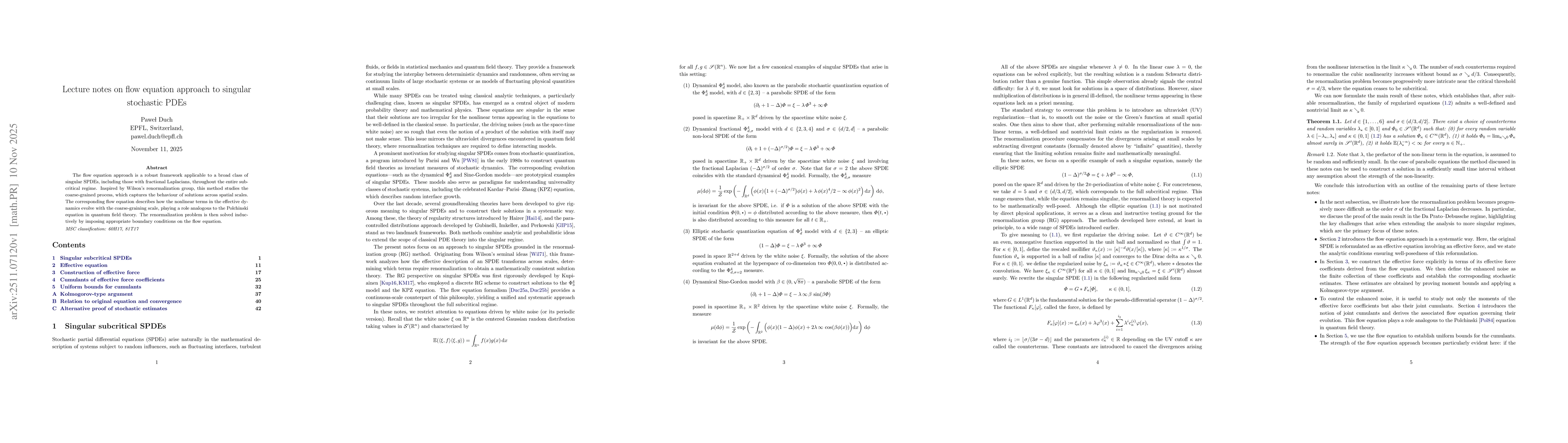 Thumbnail for Lecture notes on flow equation approach to singular stochastic PDEs