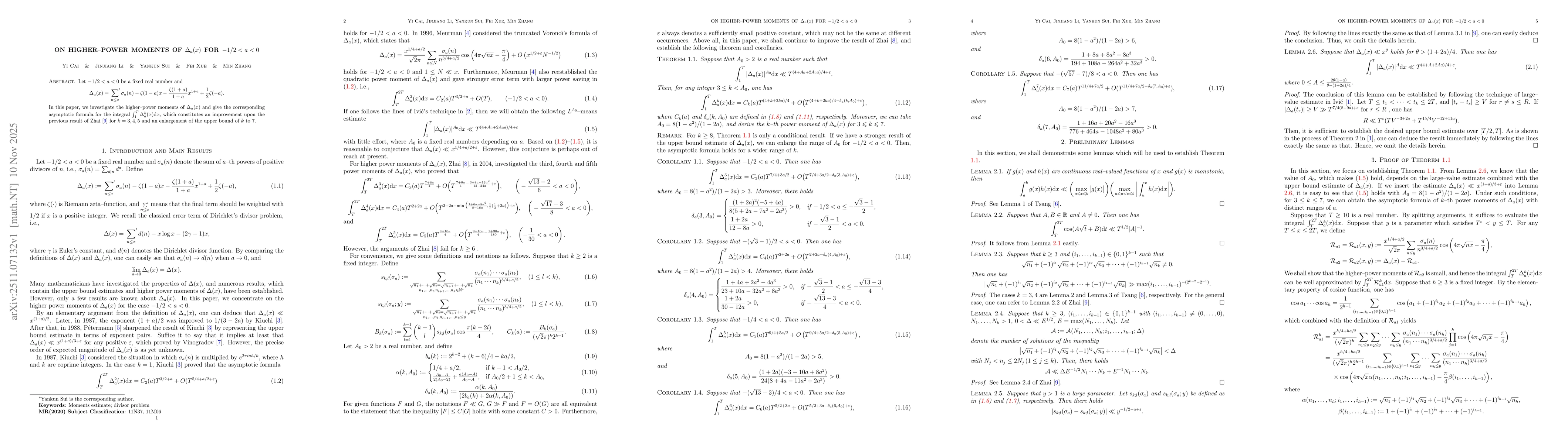 Thumbnail for On Higher-Power Moments of $ Δ_a(x) $ for $-1/2<a<0$