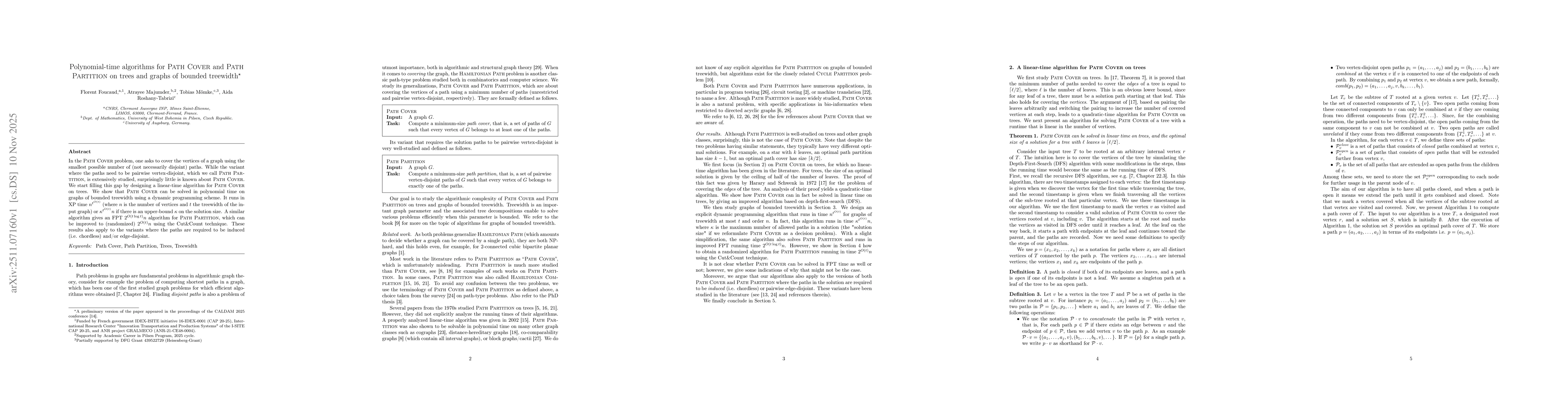 Thumbnail for Polynomial-time algorithms for PATH COVER and PATH PARTITION on trees and graphs of bounded treewidth