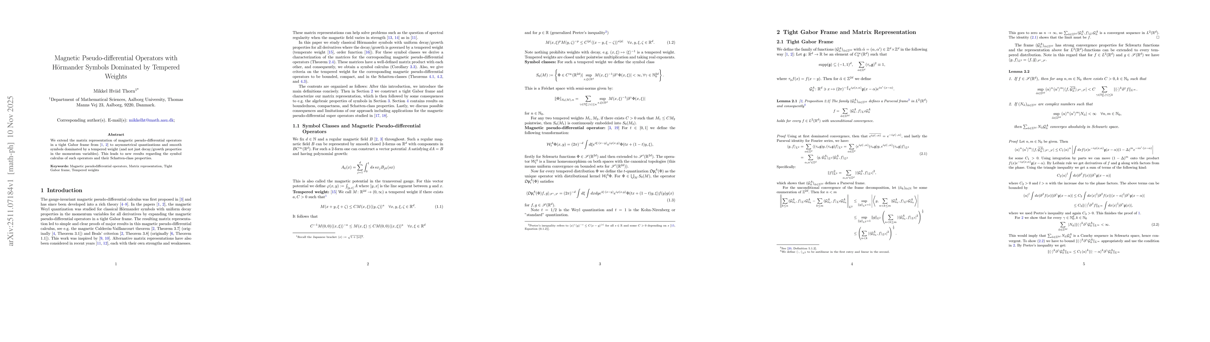 Thumbnail for Magnetic Pseudo-differential Operators with Hörmander Symbols Dominated by Tempered Weights