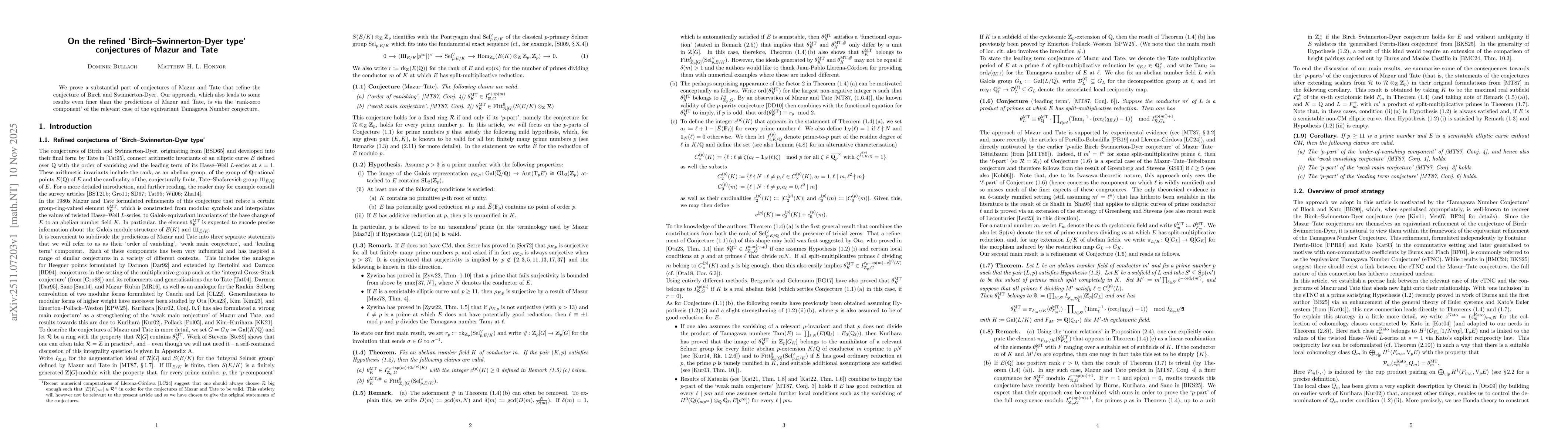 Thumbnail for On the refined `Birch--Swinnerton-Dyer type' conjectures of Mazur and Tate