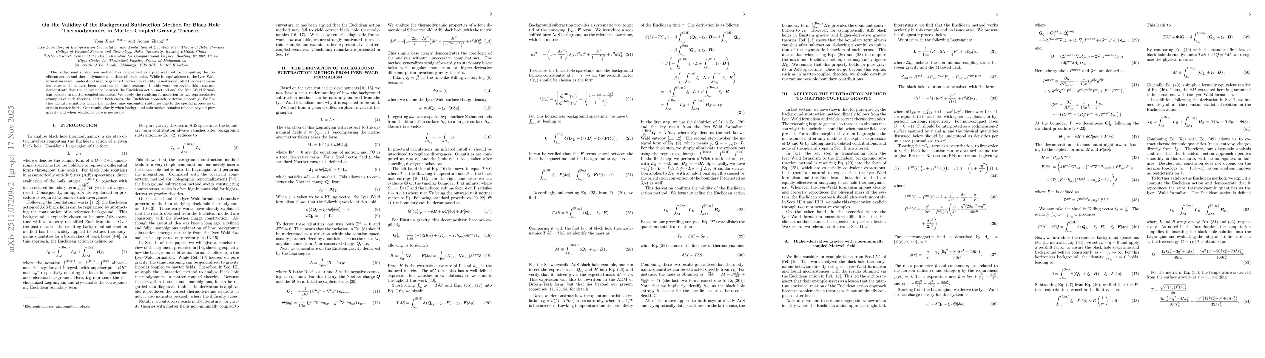 Thumbnail for On the Validity of the Background Subtraction Method for Black Hole Thermodynamics in Matter-Coupled Gravity Theories