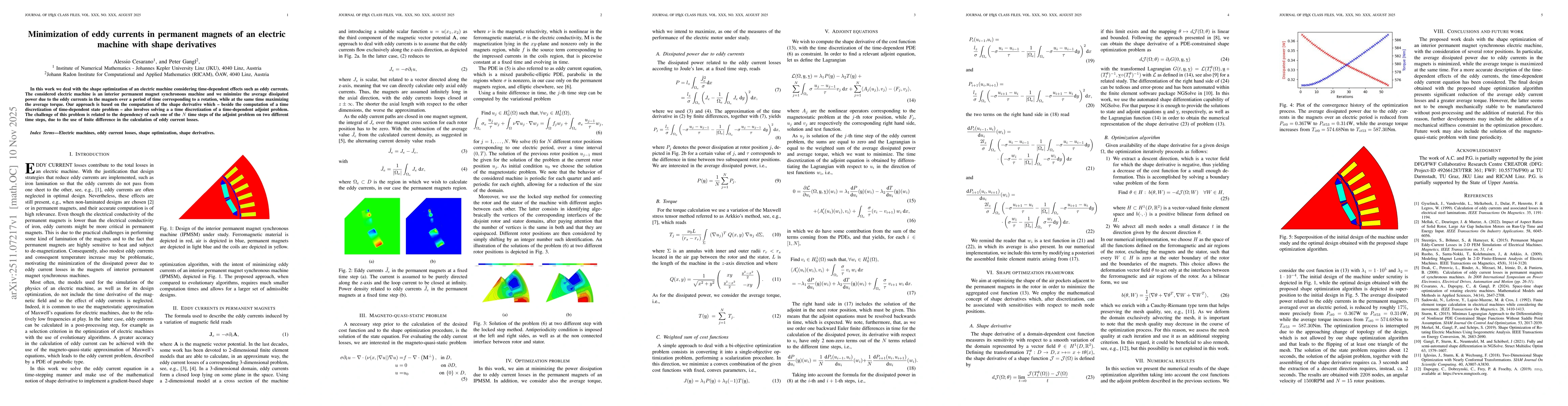 Thumbnail for Minimization of eddy currents in permanent magnets of an electric machine with shape derivatives