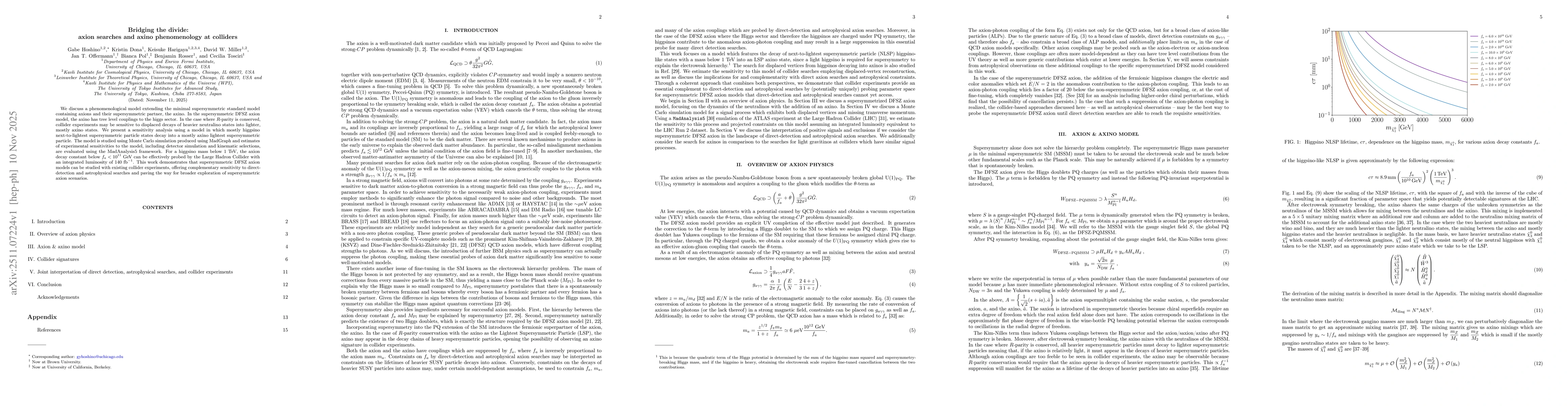 Thumbnail for Bridging the divide: axion searches and axino phenomenology at colliders