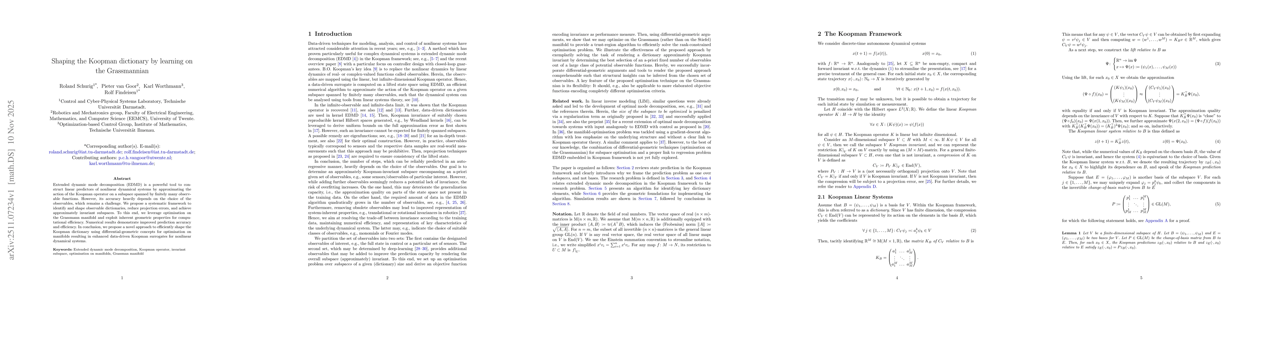 Thumbnail for Shaping the Koopman dictionary by learning on the Grassmannian