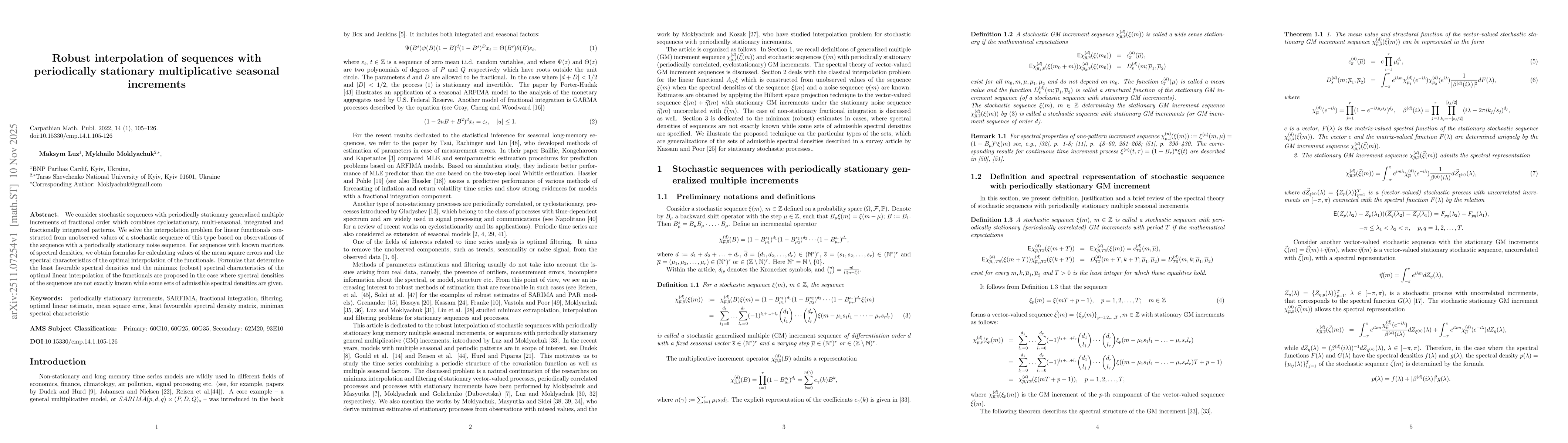 Thumbnail for Robust interpolation of sequences with periodically stationary multiplicative seasonal increments