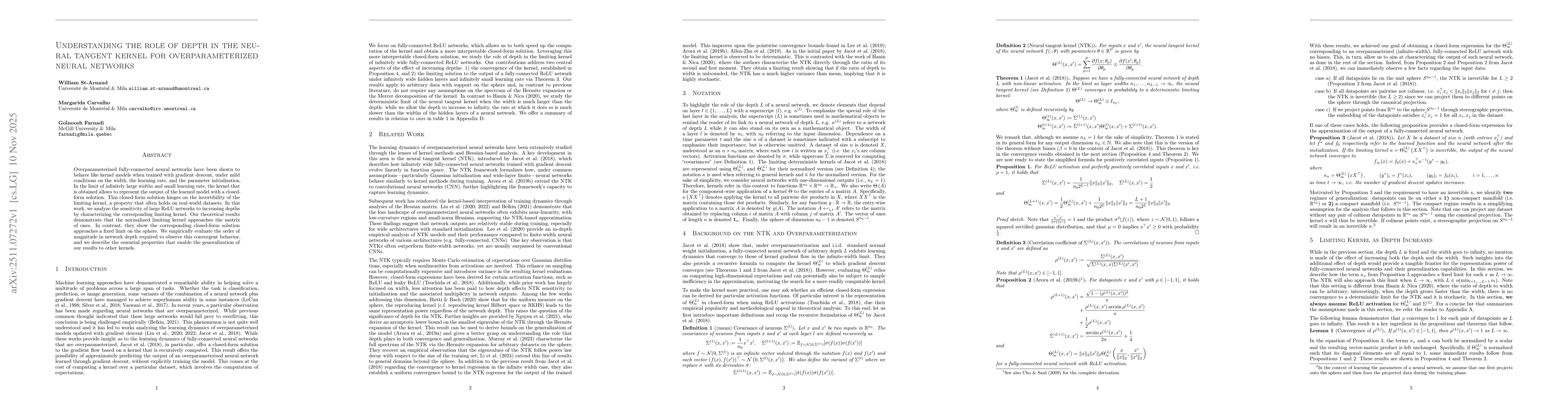 Thumbnail for Understanding the role of depth in the neural tangent kernel for overparameterized neural networks