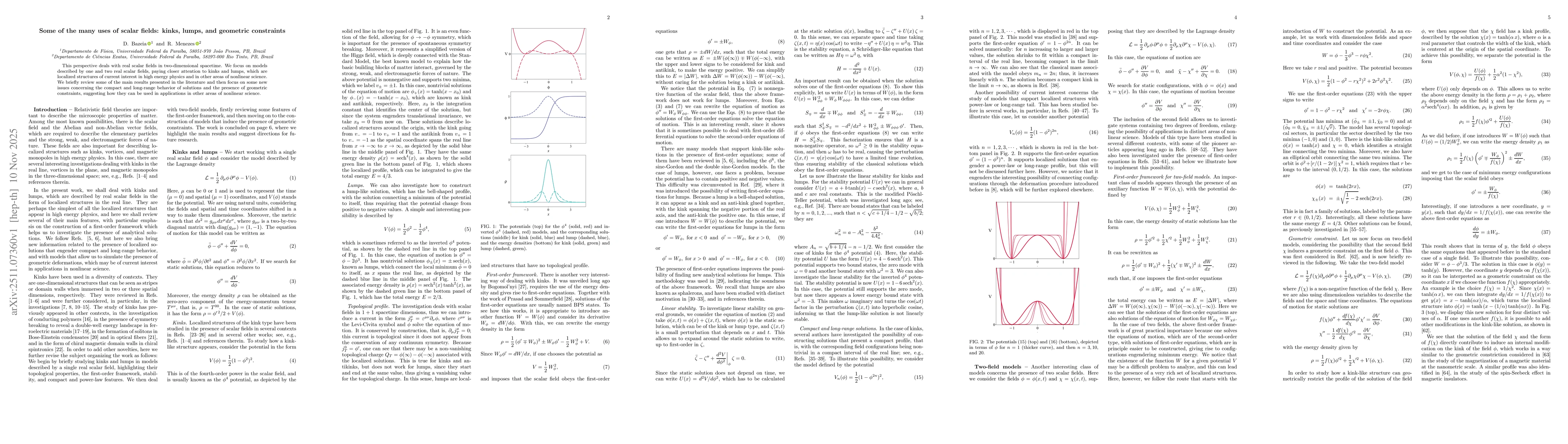 Thumbnail for Some of the many uses of scalar fields: kinks, lumps, and geometric constraints