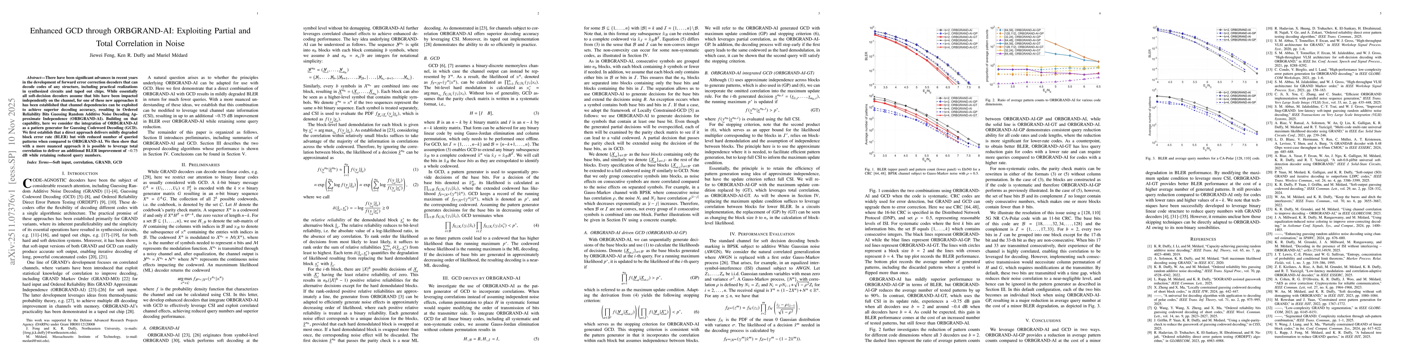 Thumbnail for Enhanced GCD through ORBGRAND-AI: Exploiting Partial and Total Correlation in Noise