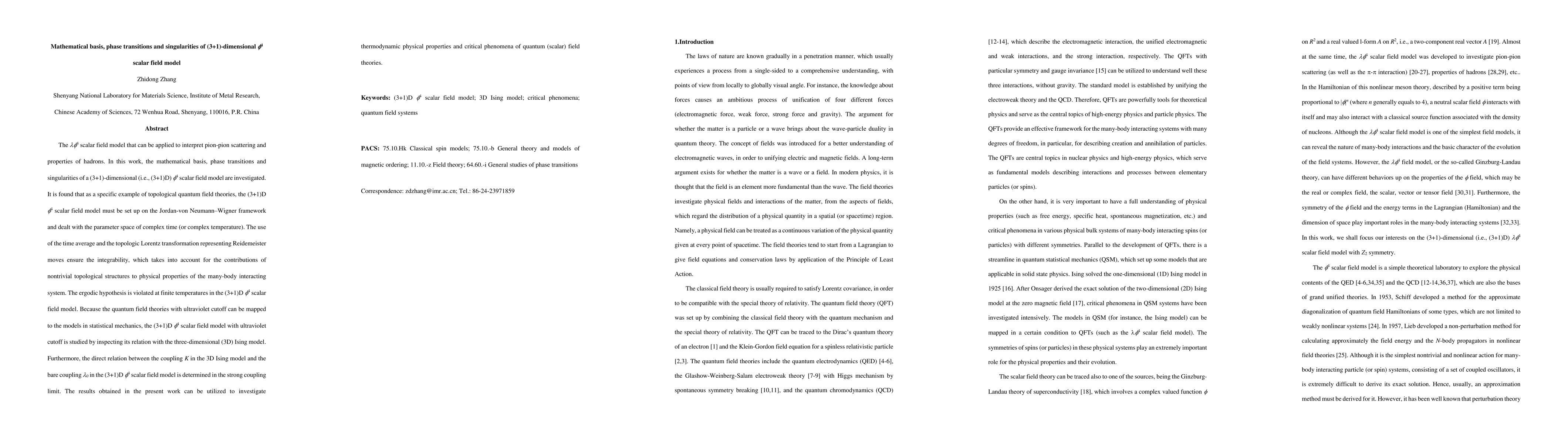 Thumbnail for Mathematical basis, phase transitions and singularities of (3+1)-dimensional phi4 scalar field model
