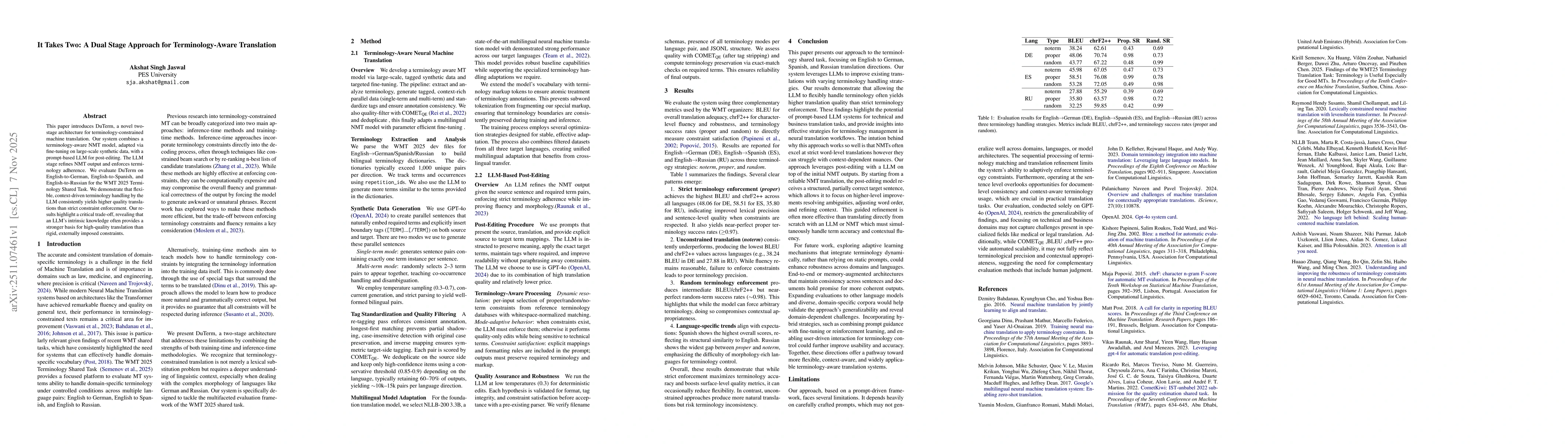 Thumbnail for It Takes Two: A Dual Stage Approach for Terminology-Aware Translation