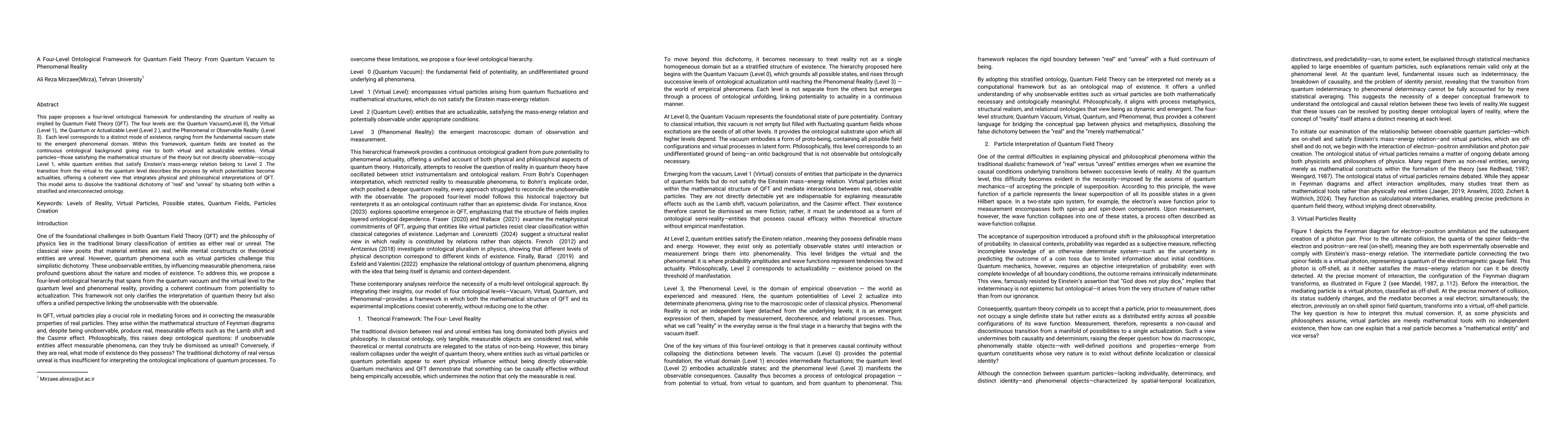 Thumbnail for A Four-Level Ontological Framework for Quantum Field Theory: From Quantum Vacuum to Phenomenal Reality