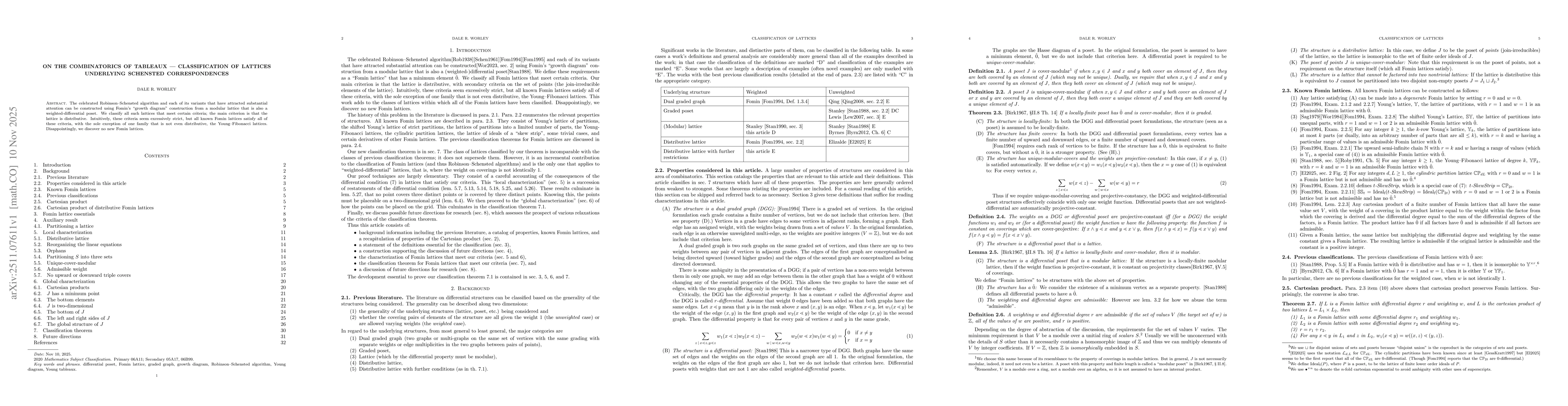 Thumbnail for On the combinatorics of tableaux -- Classification of lattices underlying Schensted correspondences