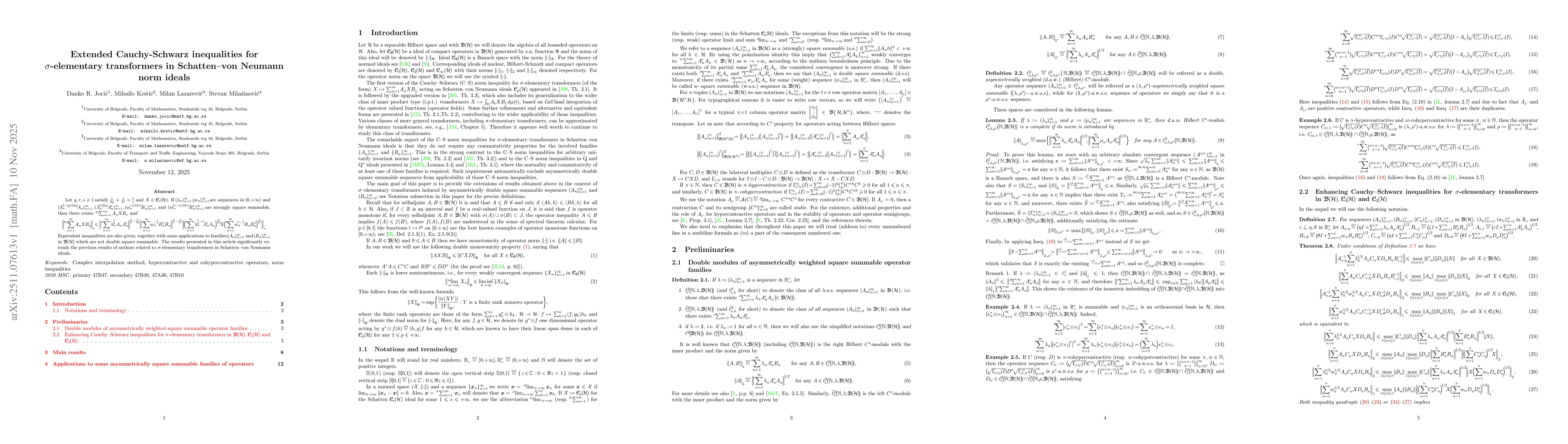 Thumbnail for Extended Cauchy-Schwarz inequalities for $σ$-elementary transformers in Schatten-von Neumann norm ideals