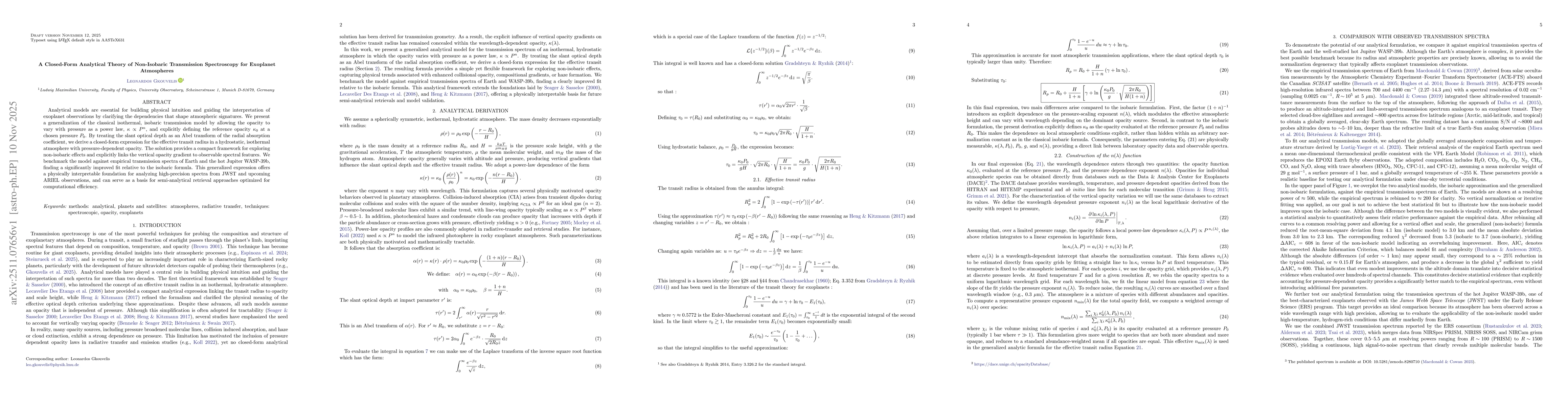 Thumbnail for A Closed-Form Analytical Theory of Non-Isobaric Transmission Spectroscopy for Exoplanet Atmospheres