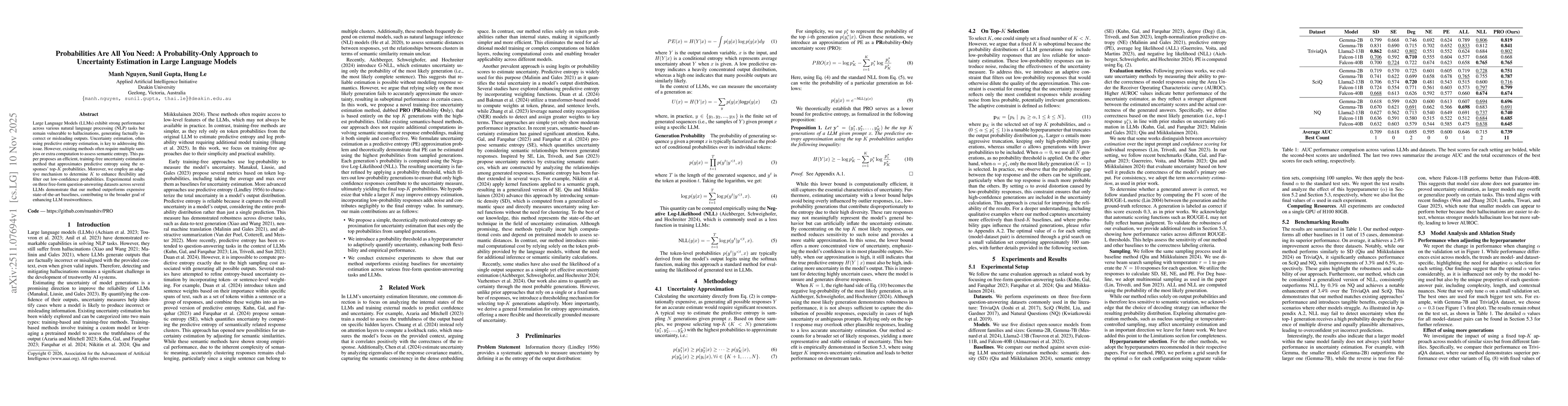 Thumbnail for Probabilities Are All You Need: A Probability-Only Approach to Uncertainty Estimation in Large Language Models