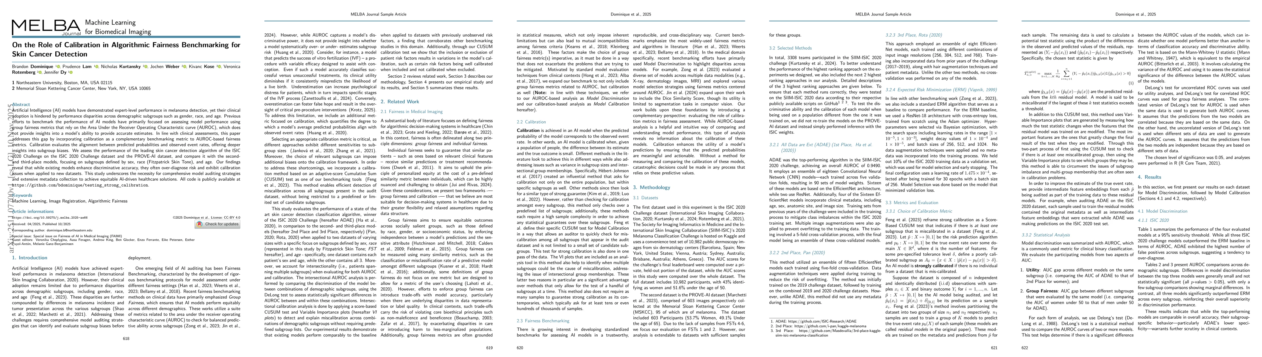 Thumbnail for On the Role of Calibration in Benchmarking Algorithmic Fairness for Skin Cancer Detection