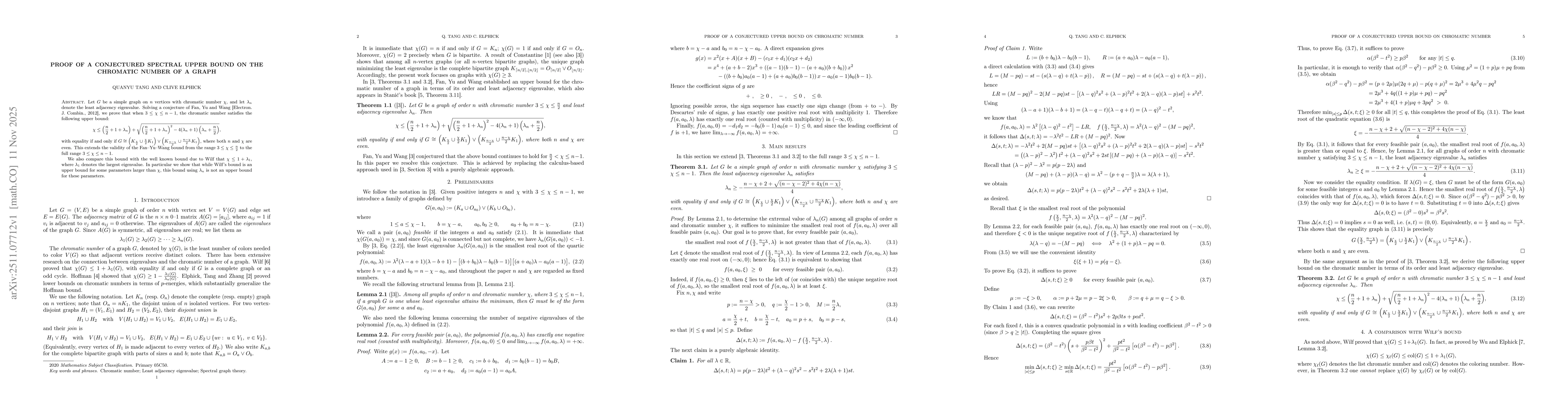 Thumbnail for Proof of a conjectured spectral upper bound on the chromatic number of a graph