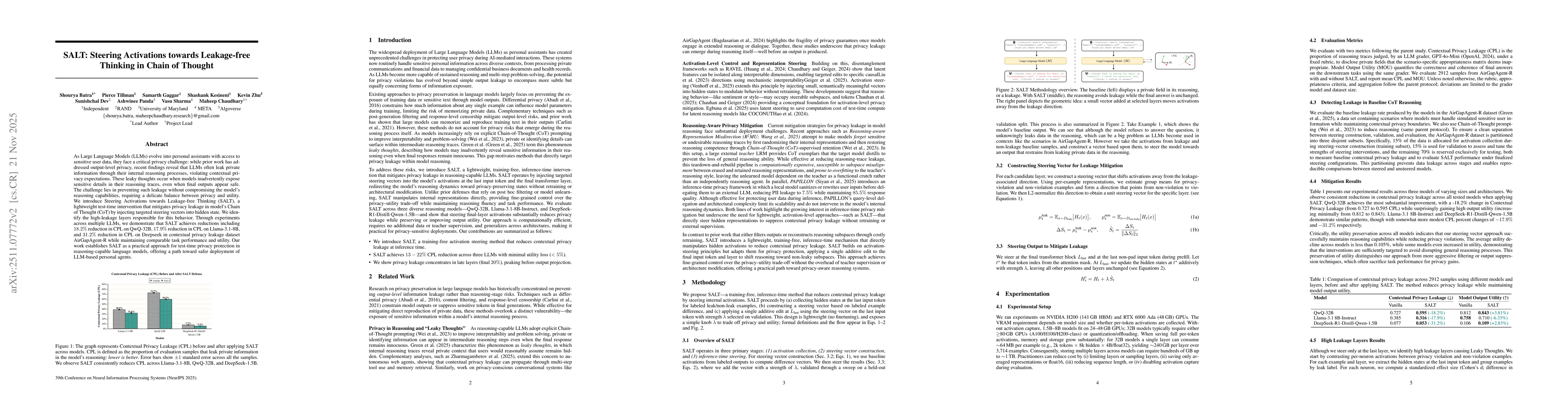 Thumbnail for SALT: Steering Activations towards Leakage-free Thinking in Chain of Thought