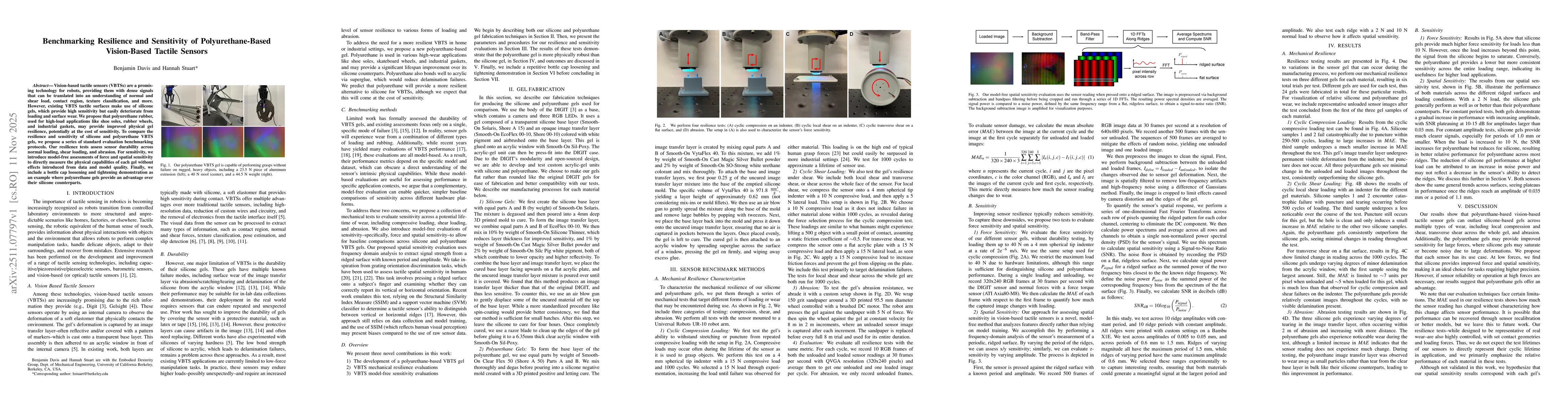 Thumbnail for Benchmarking Resilience and Sensitivity of Polyurethane-Based Vision-Based Tactile Sensors