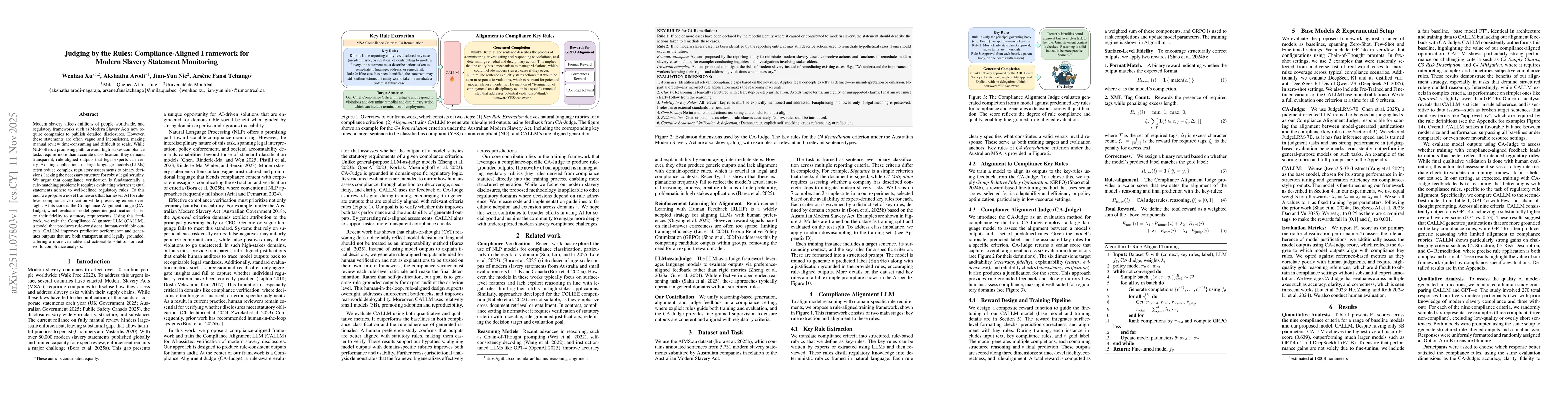 Thumbnail for Judging by the Rules: Compliance-Aligned Framework for Modern Slavery Statement Monitoring