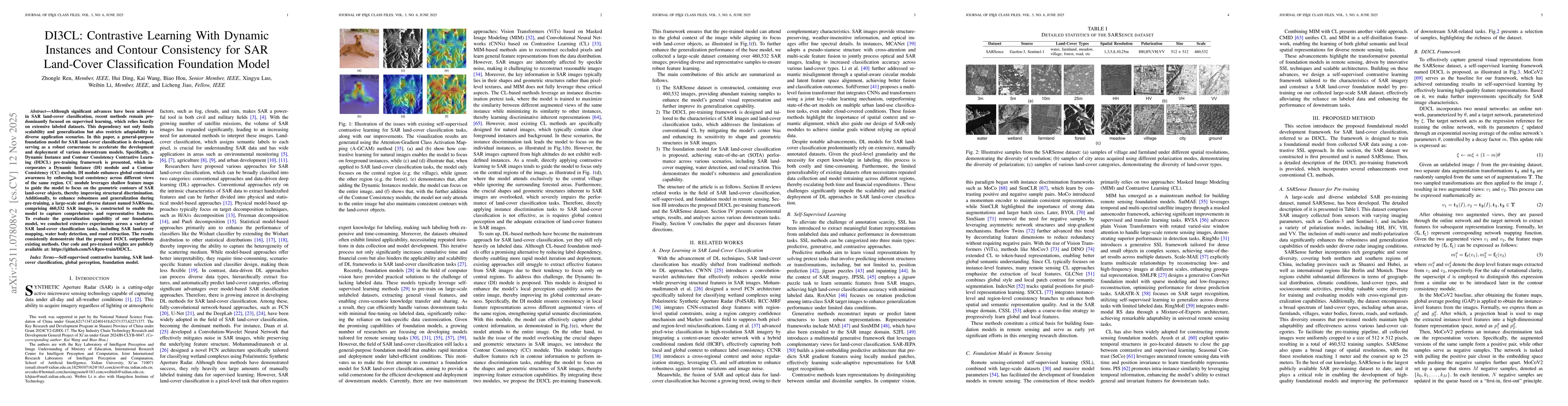 Thumbnail for DI3CL: Contrastive Learning With Dynamic Instances and Contour Consistency for SAR Land-Cover Classification Foundation Model