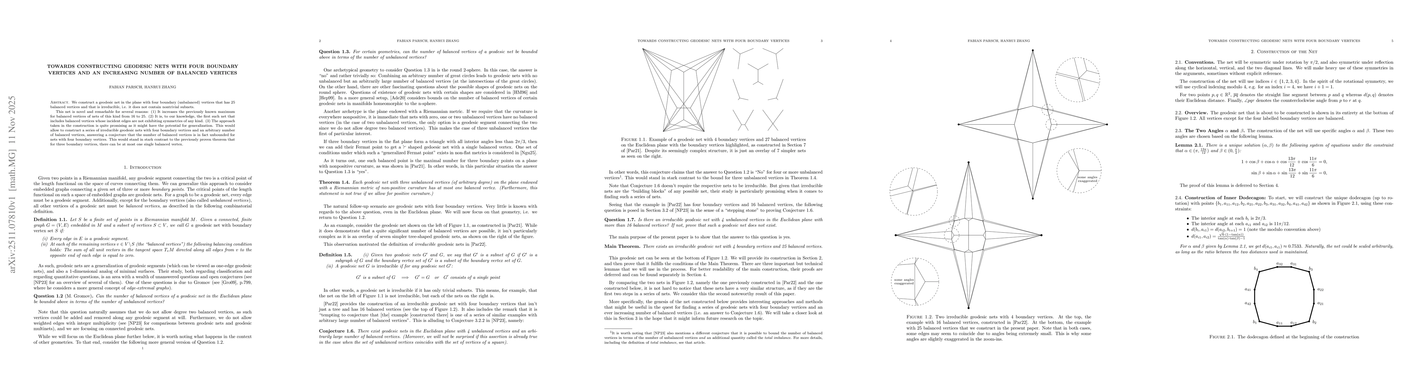 Thumbnail for Towards Constructing Geodesic Nets with Four Boundary Vertices and an Increasing Number of Balanced Vertices