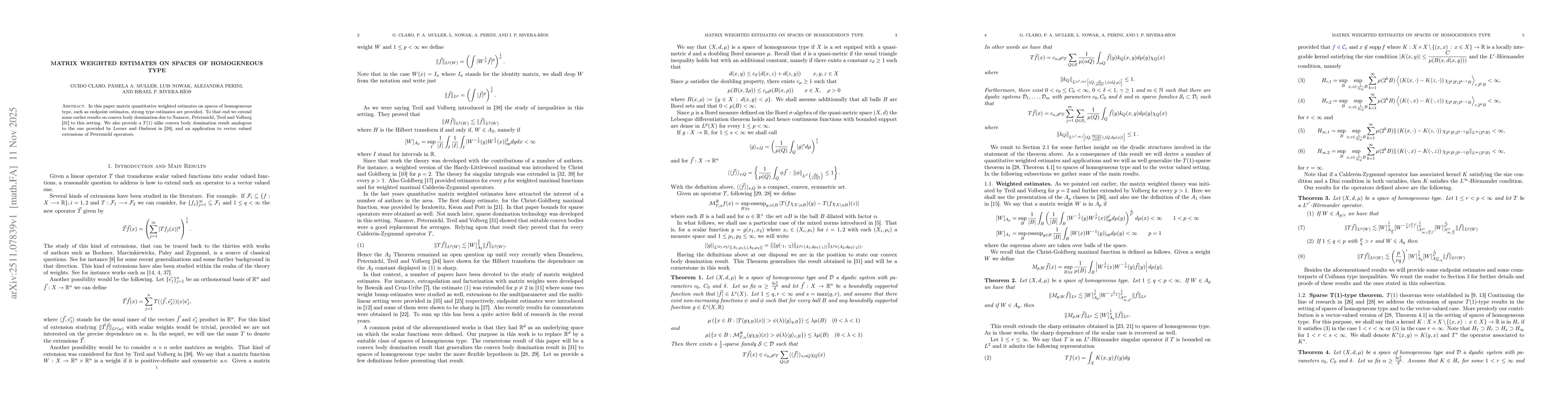 Thumbnail for Matrix weighted estimates on spaces of homogeneous type