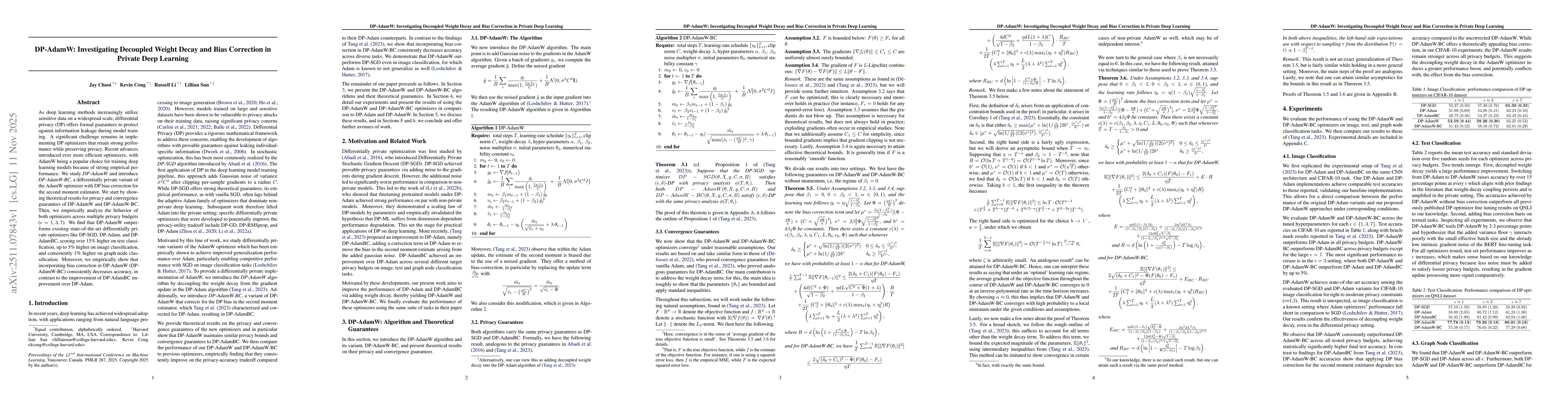 Thumbnail for DP-AdamW: Investigating Decoupled Weight Decay and Bias Correction in Private Deep Learning