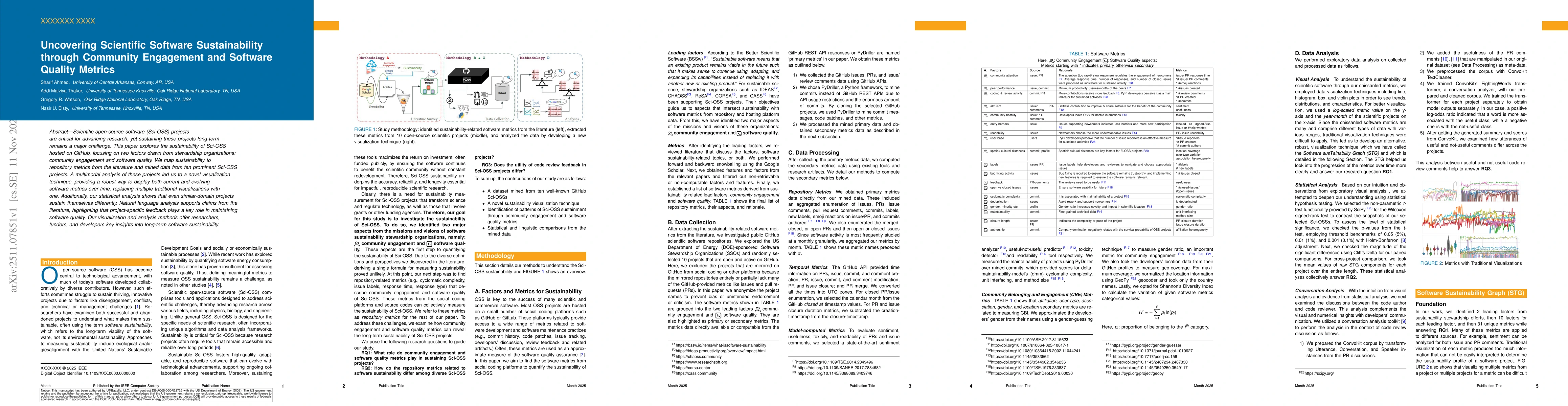 Thumbnail for Uncovering Scientific Software Sustainability through Community Engagement and Software Quality Metrics