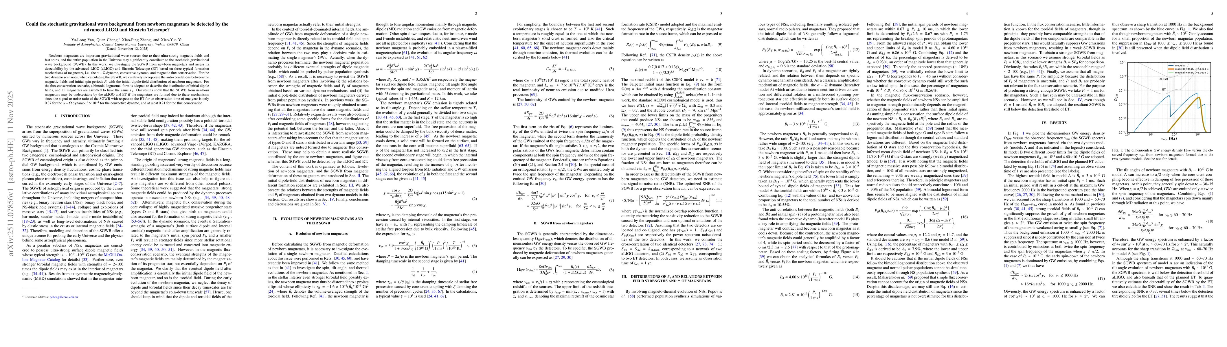Thumbnail for Could the stochastic gravitational wave background from newborn magnetars be detected by the advanced LIGO and Einstein Telescope?