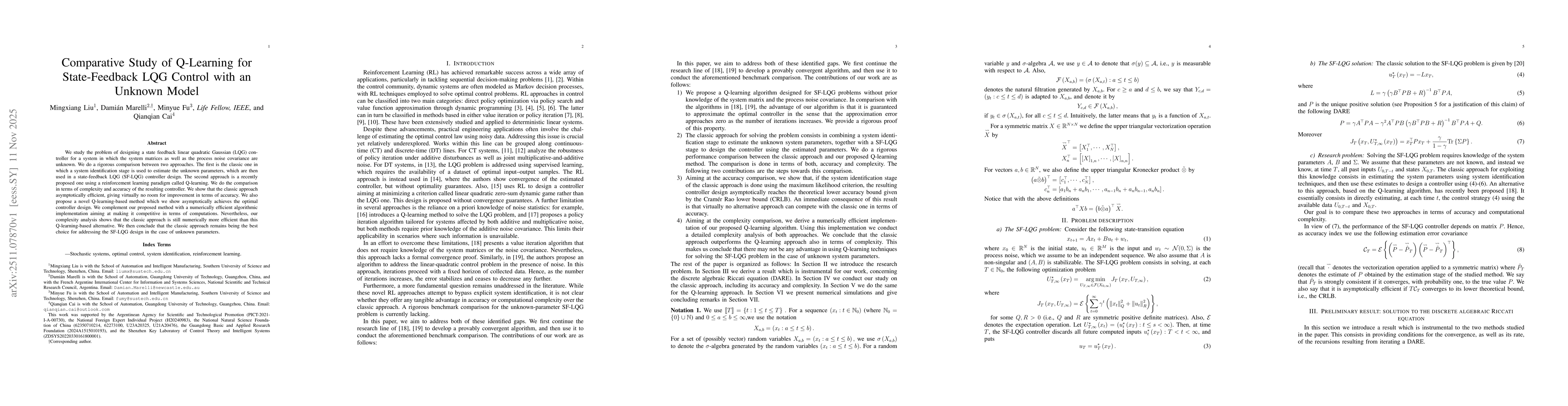 Thumbnail for Comparative Study of Q-Learning for State-Feedback LQG Control with an Unknown Model