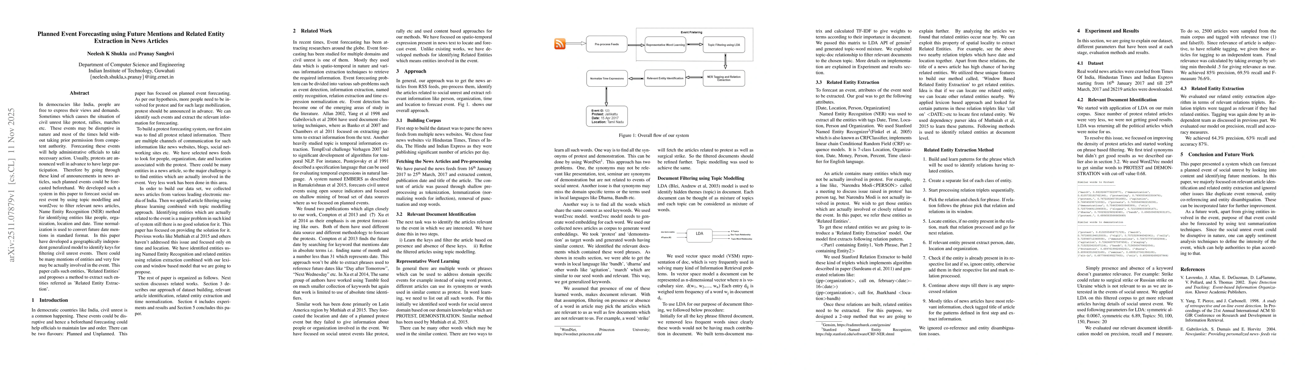 Thumbnail for Planned Event Forecasting using Future Mentions and Related Entity Extraction in News Articles