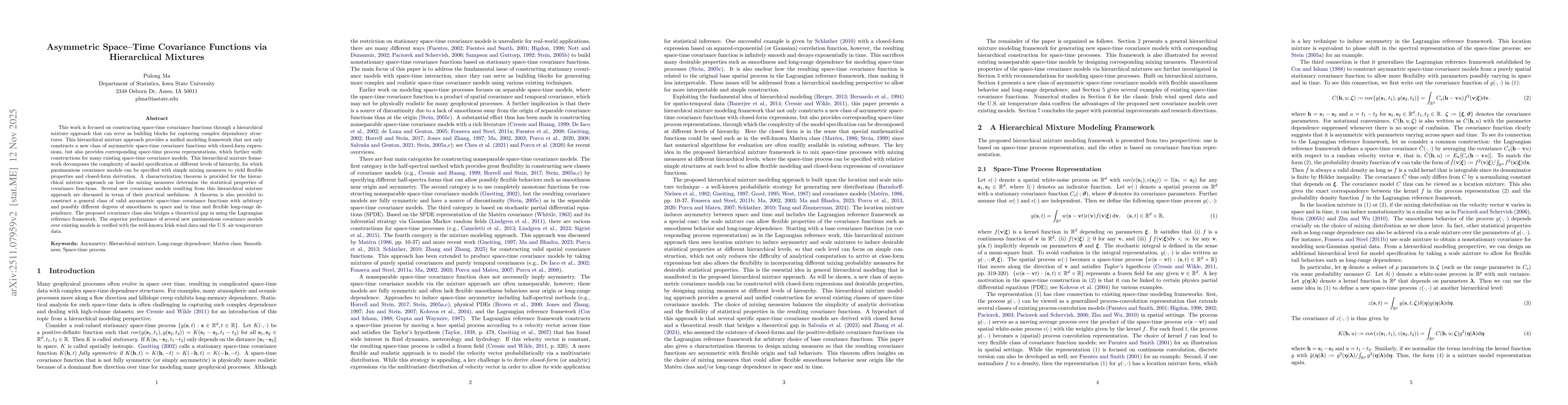Thumbnail for Asymmetric Space-Time Covariance Functions via Hierarchical Mixtures