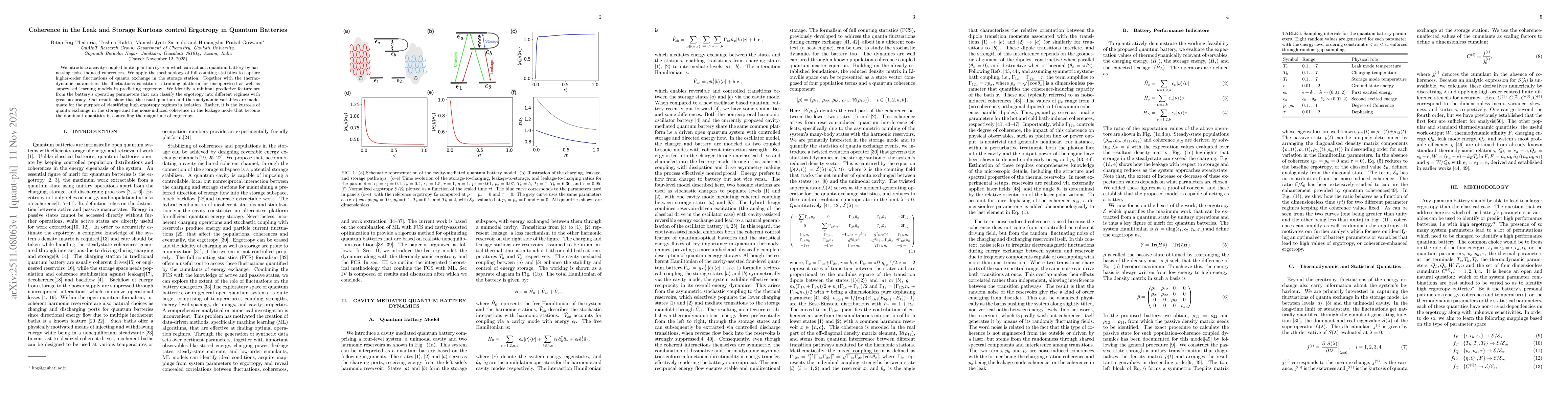 Thumbnail for Coherence in the Leak and Storage Kurtosis control Ergotropy in Quantum Batteries