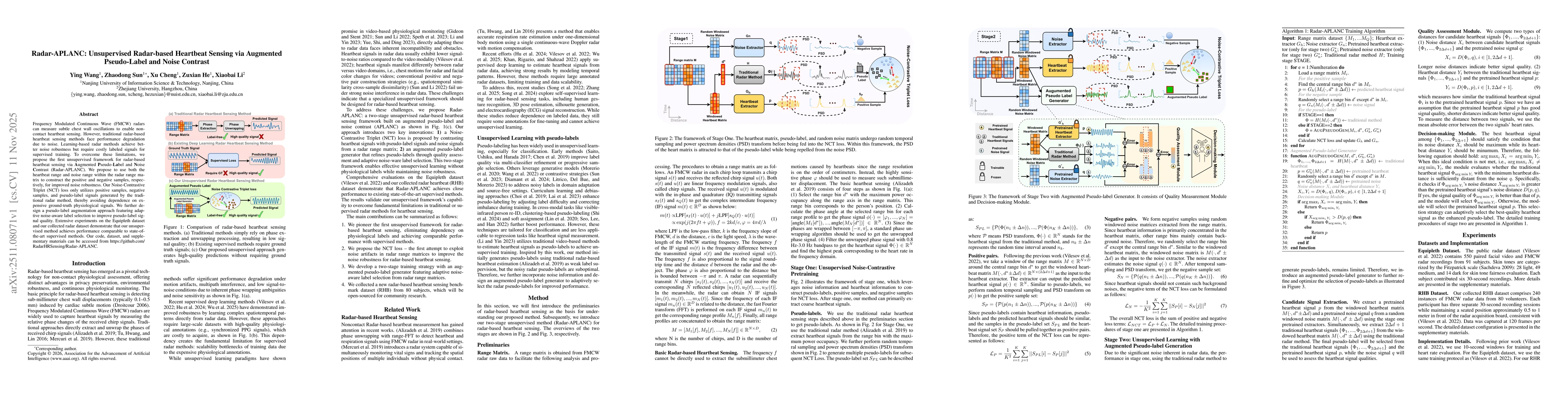 Thumbnail for Radar-APLANC: Unsupervised Radar-based Heartbeat Sensing via Augmented Pseudo-Label and Noise Contrast