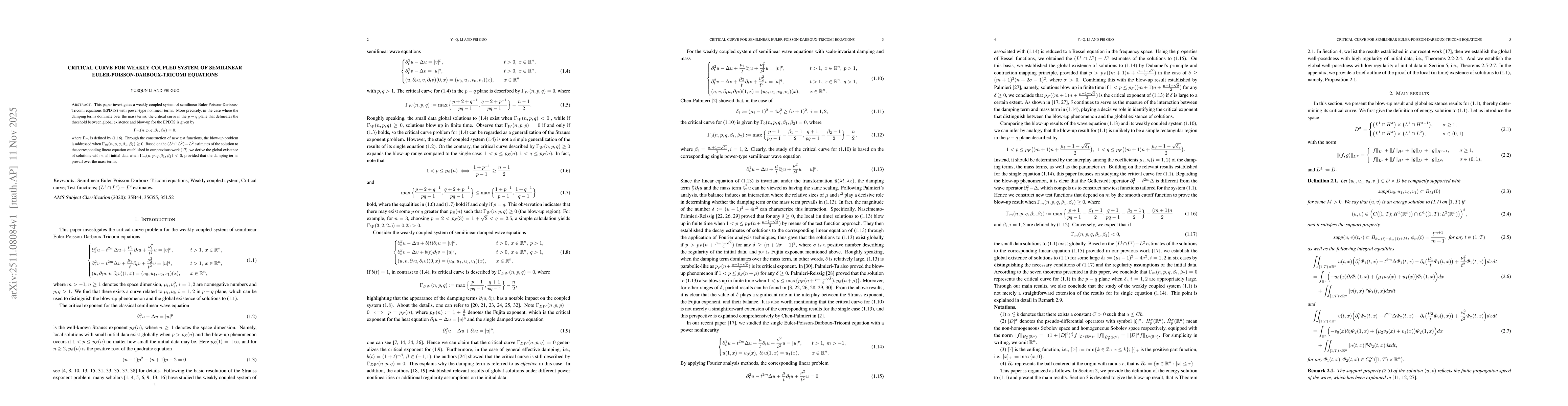 Thumbnail for Critical curve for weakly coupled system of semilinear Euler-Poisson-Darboux-Tricomi equations