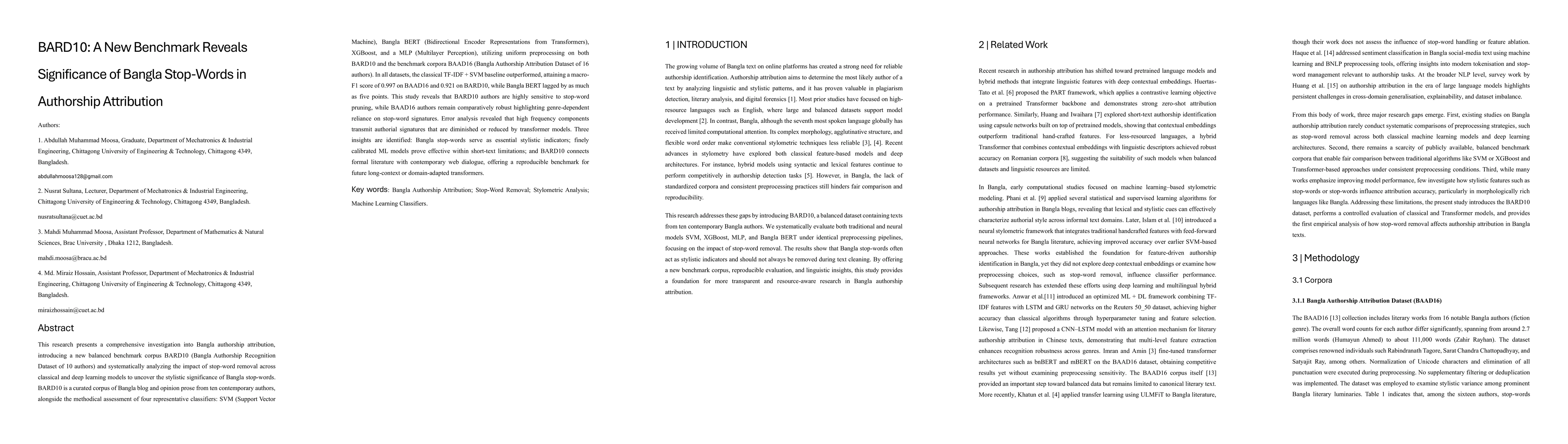 Thumbnail for BARD10: A New Benchmark Reveals Significance of Bangla Stop-Words in Authorship Attribution
