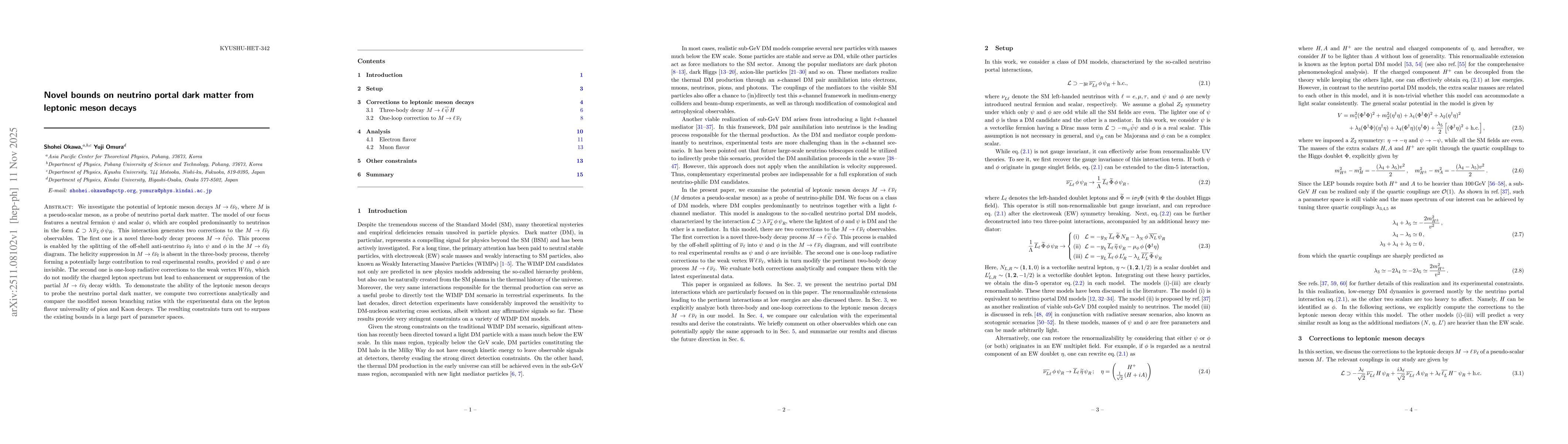 Thumbnail for Novel bounds on neutrino portal dark matter from leptonic meson decays