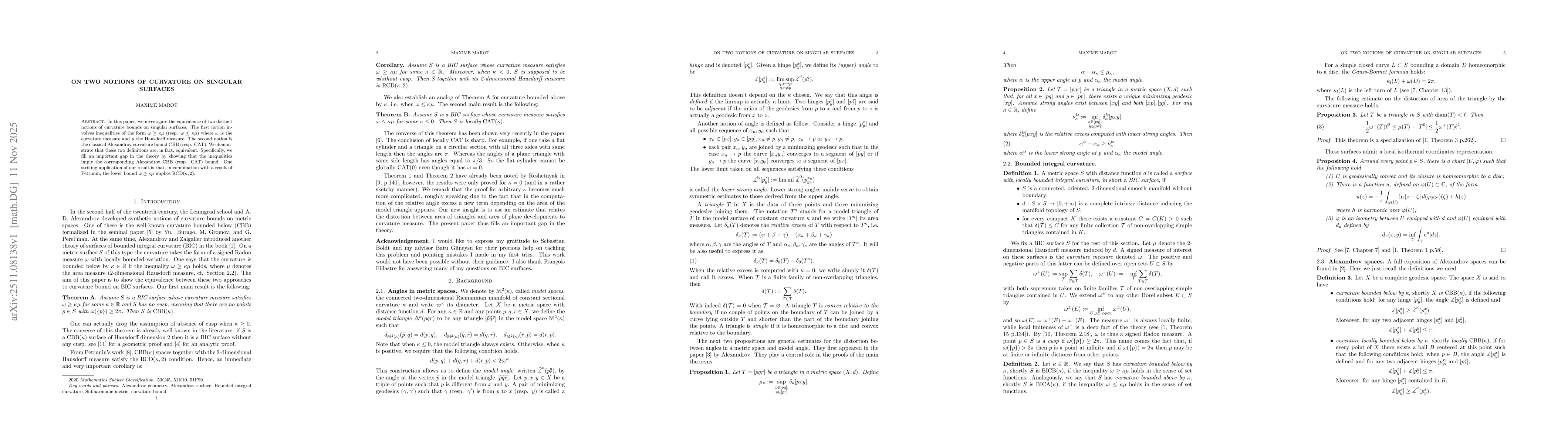 Thumbnail for On two notions of curvature on singular surfaces