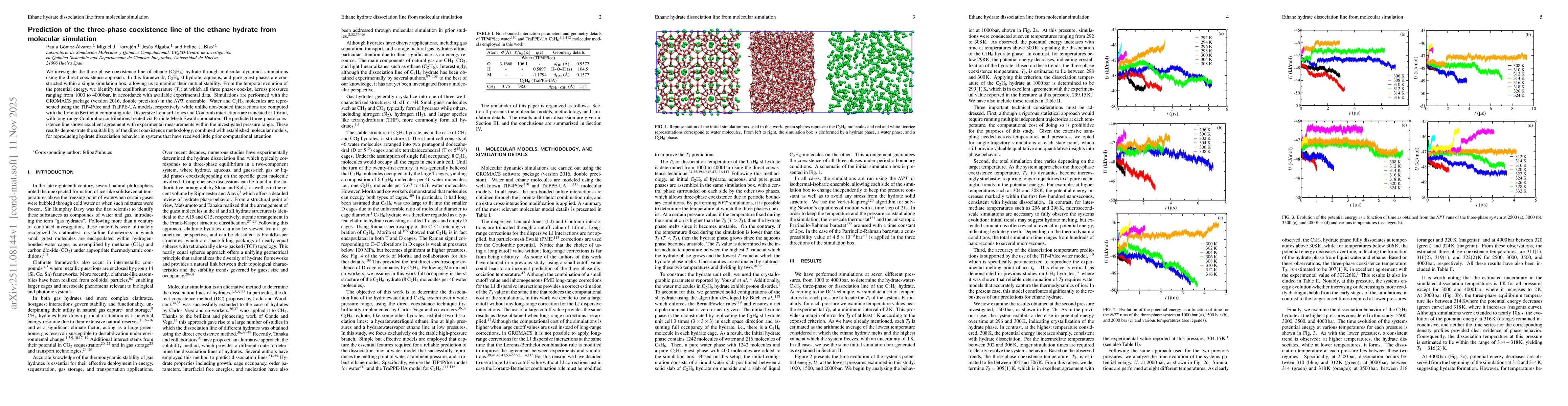 Thumbnail for Prediction of the three-phase coexistence line of the ethane hydrate from molecular simulation