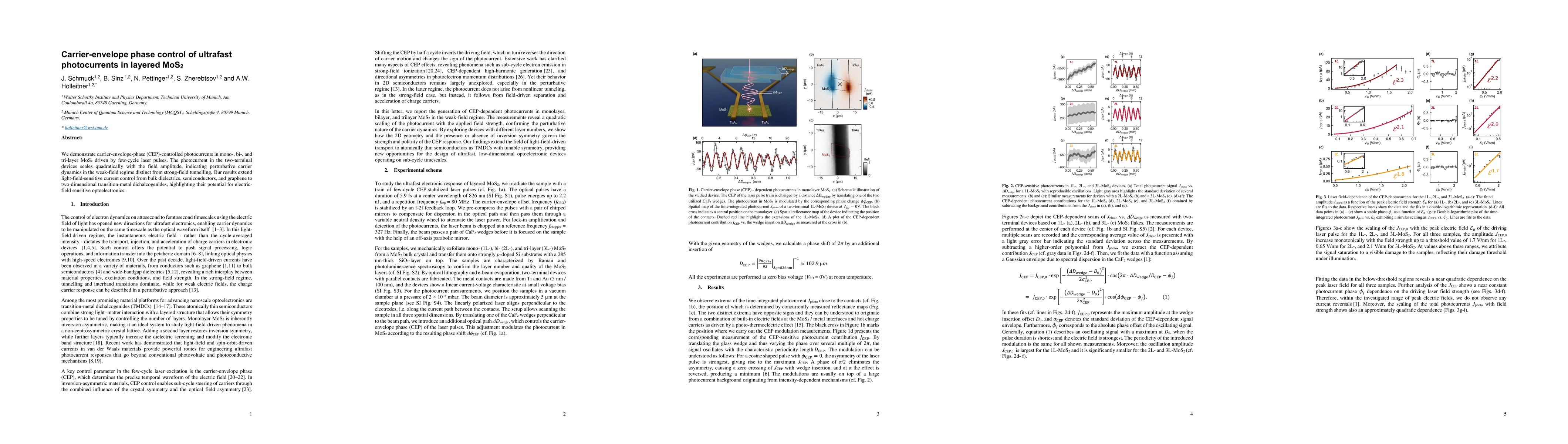 Thumbnail for Carrier-envelope phase control of ultrafast photocurrents in layered MoS$_2$