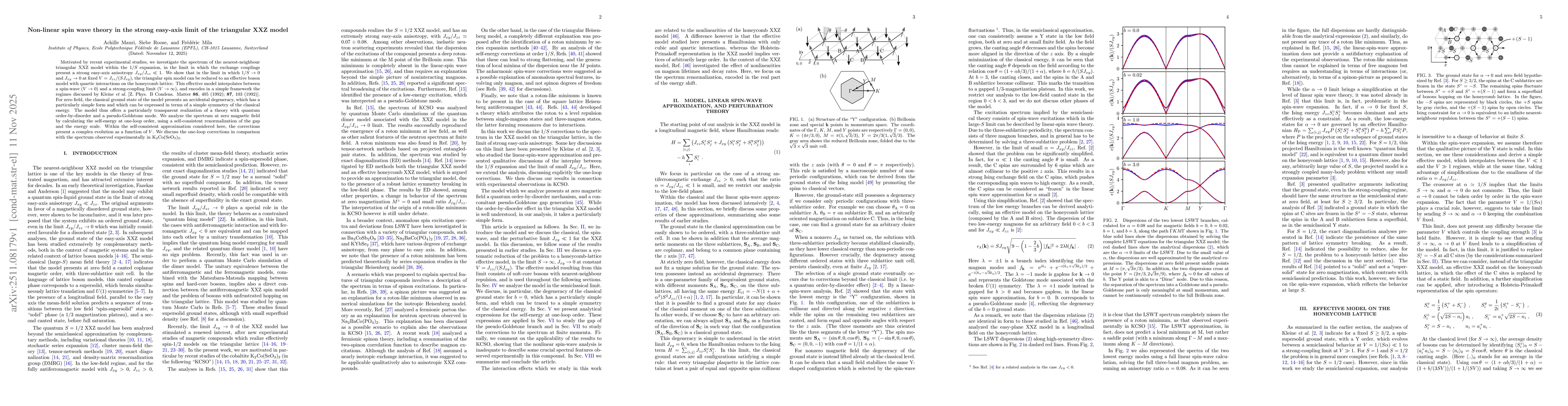 Thumbnail for Non-linear spin wave theory in the strong easy-axis limit of the triangular XXZ model