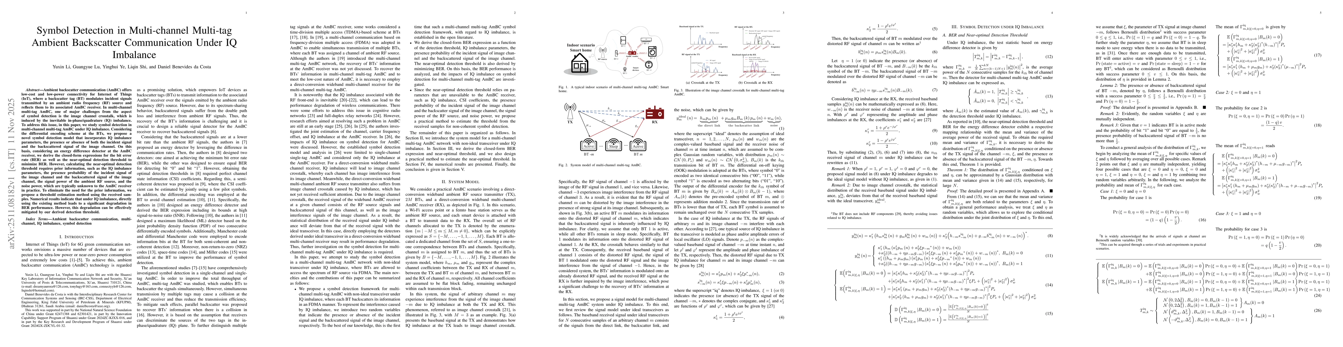 Thumbnail for Symbol Detection in Multi-channel Multi-tag Ambient Backscatter Communication Under IQ Imbalance