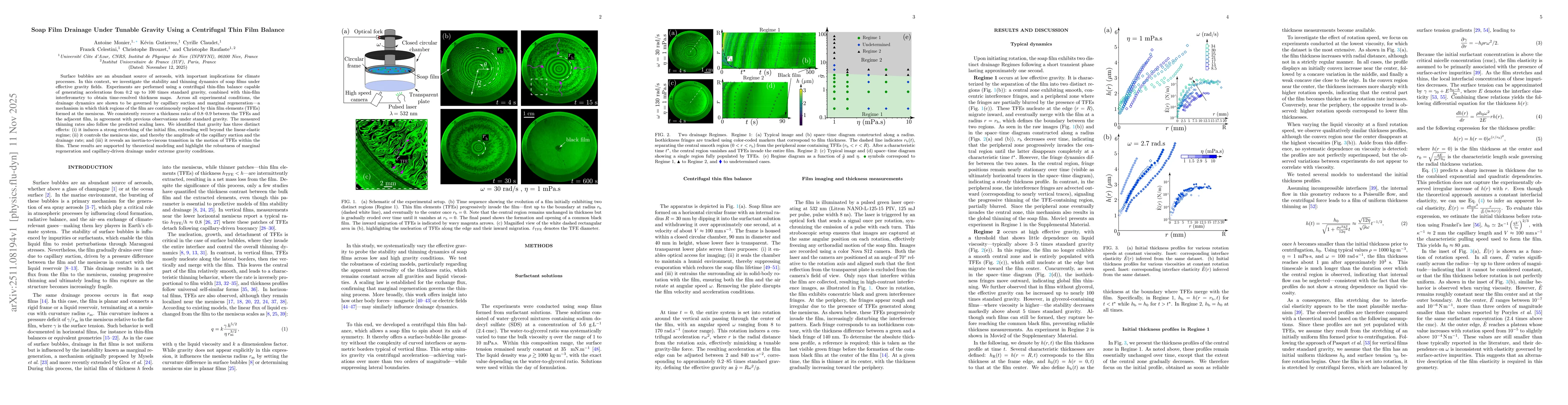 Thumbnail for Soap Film Drainage Under Tunable Gravity Using a Centrifugal Thin Film Balance