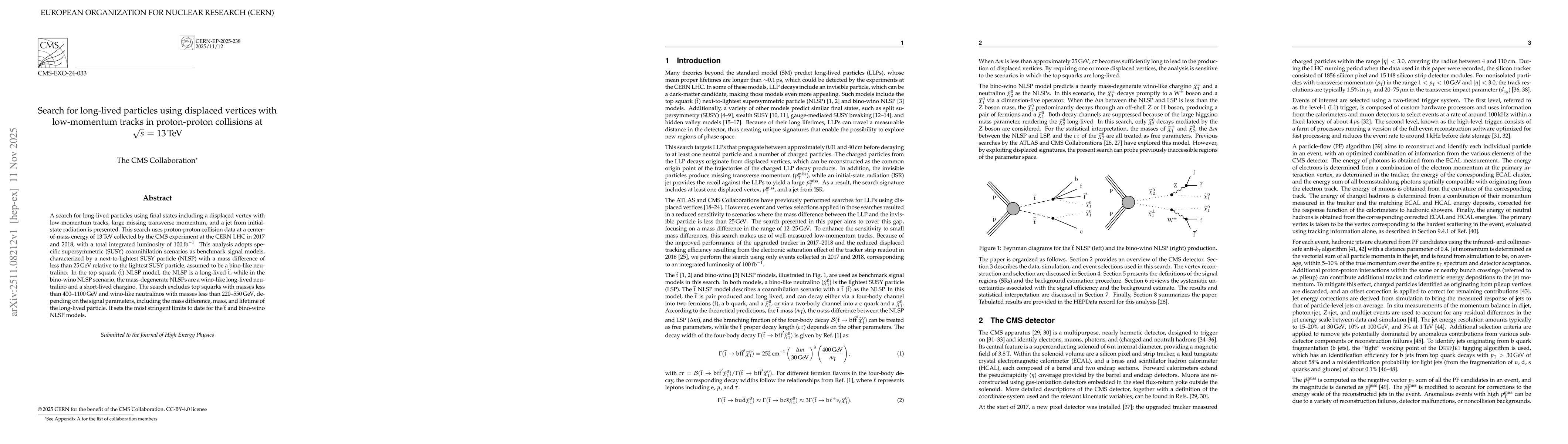 Thumbnail for Search for long-lived particles using displaced vertices with low-momentum tracks in proton-proton collisions at $\sqrt{s}$ = 13 TeV