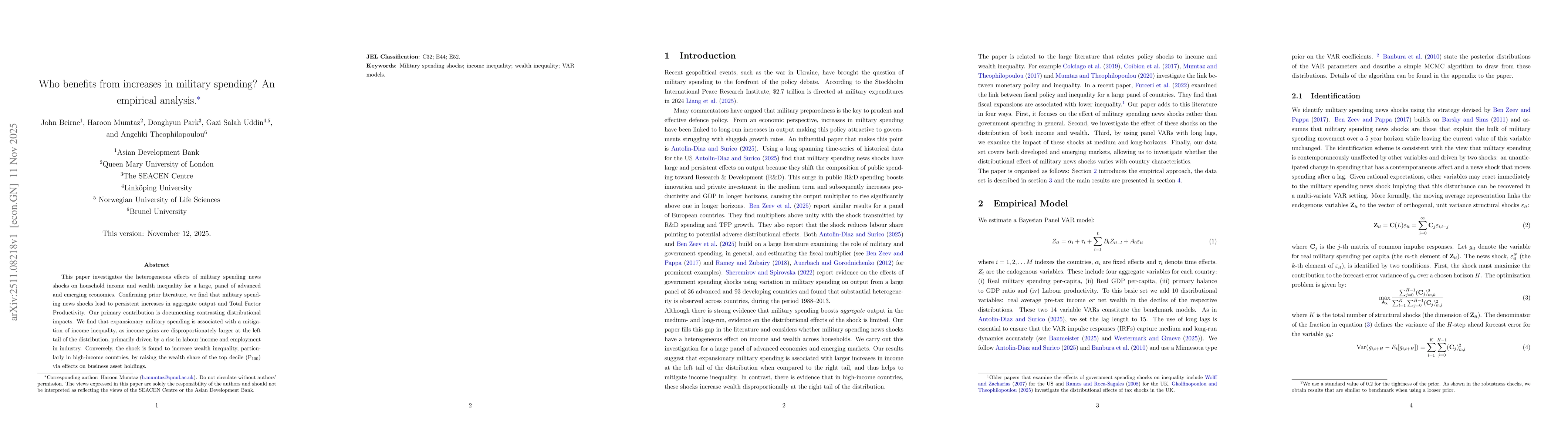 Thumbnail for Who benefits from increases in military spending? An empirical analysis