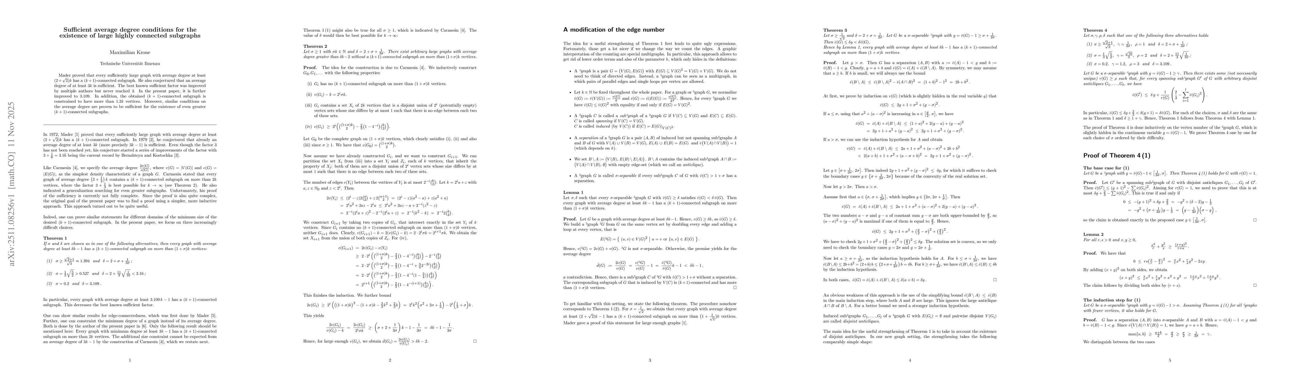 Thumbnail for Sufficient average degree conditions for the existence of large highly connected subgraphs