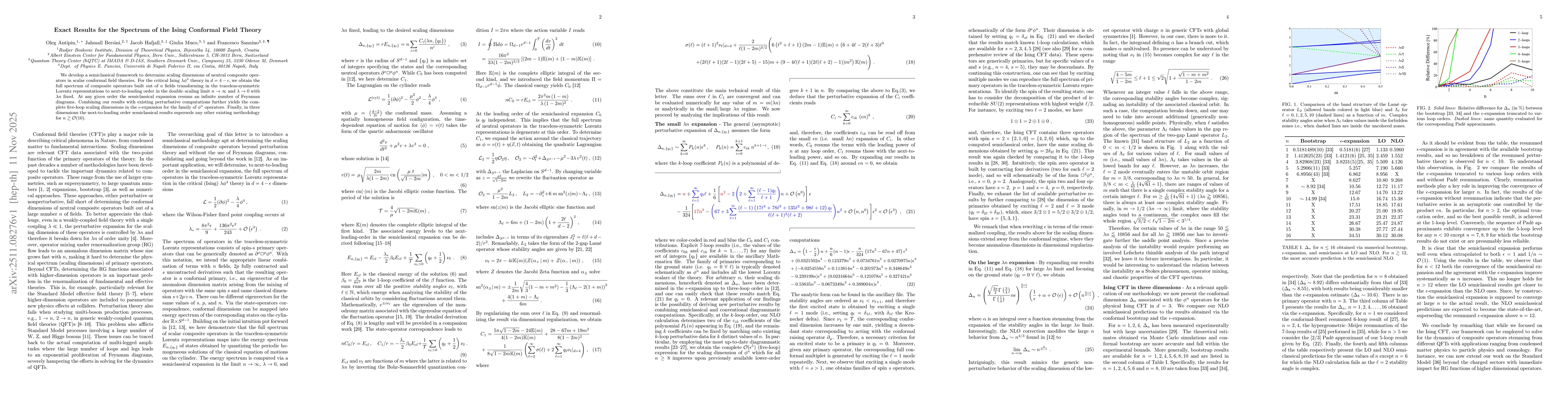 Thumbnail for Exact Results for the Spectrum of the Ising Conformal Field Theory
